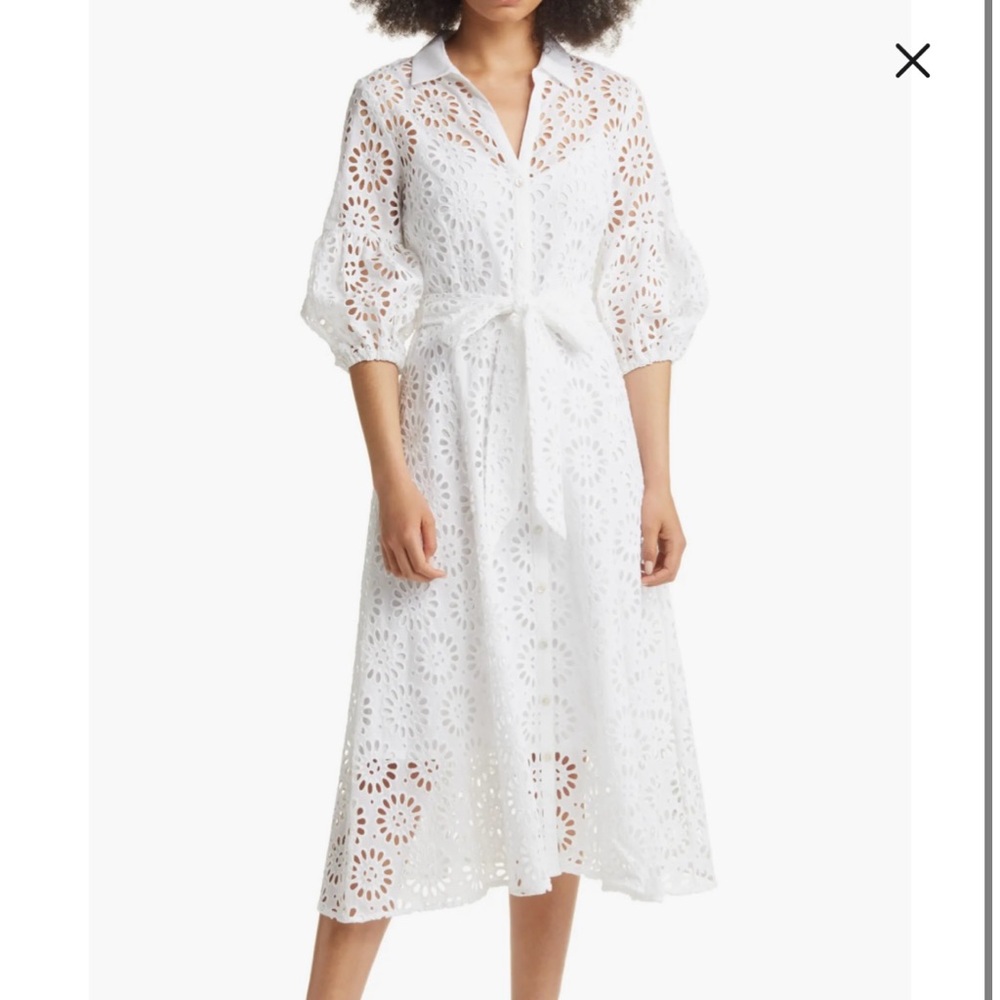 NEW Lilly Pulitzer Mialynn Midi Eyelet Shirt Dress White Pinwheel Women’s 8 NWT - Picture 1 of 9
